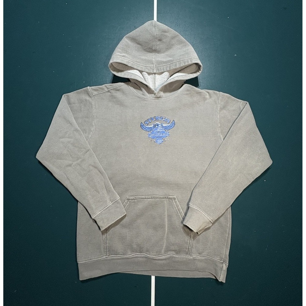 Sturgis Motorcycle Rally Hoodie Sweatshirt Youth Boys Large Gray Blue Faded